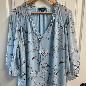 Grace Elements Blue Floral Women's Top Blouse